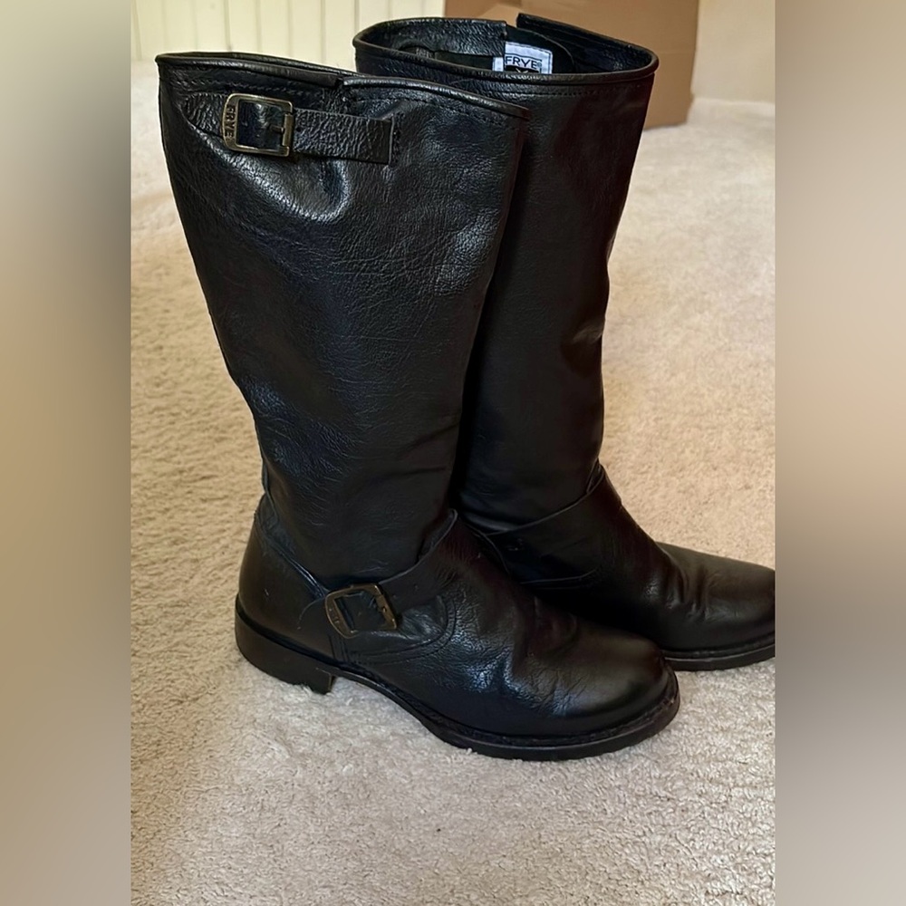 Frye Veronica Slouch tall moto boots, size 9.5
